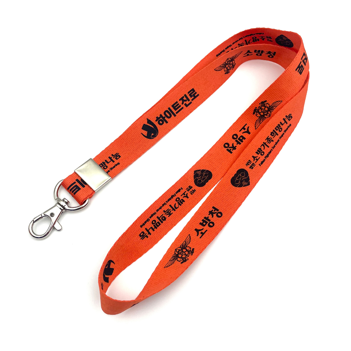 한쪽마감 명찰목걸이 (20mm-검정실크인쇄)